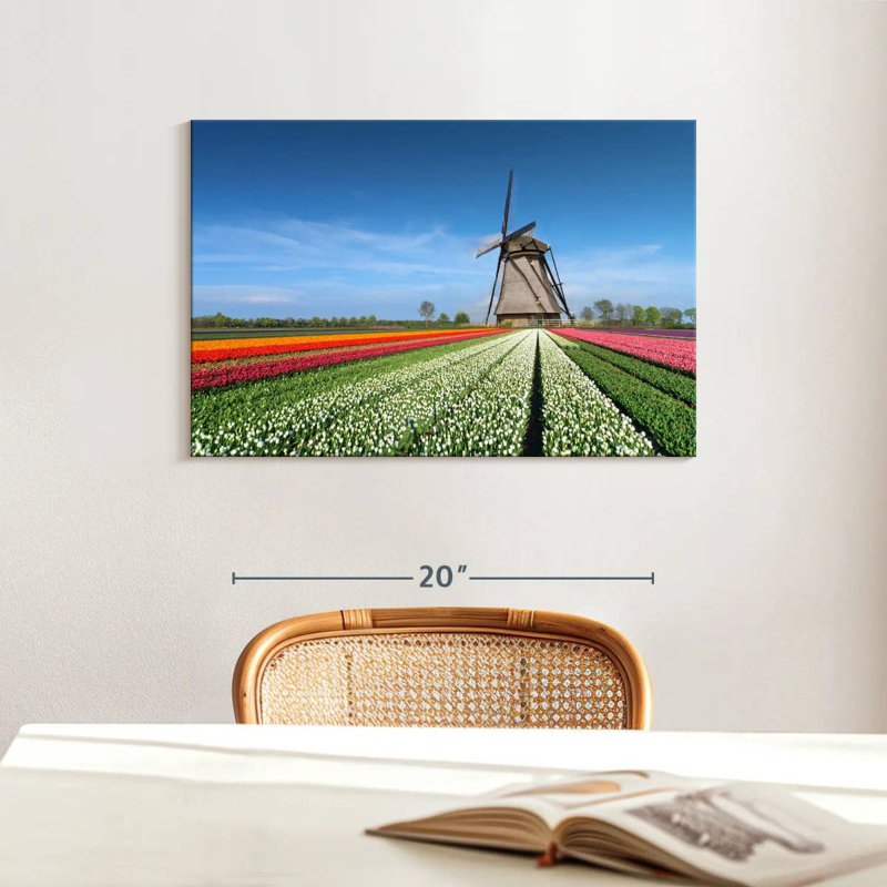 Moulin à vent et tulipes Alvord, H 16 po x l 24 po