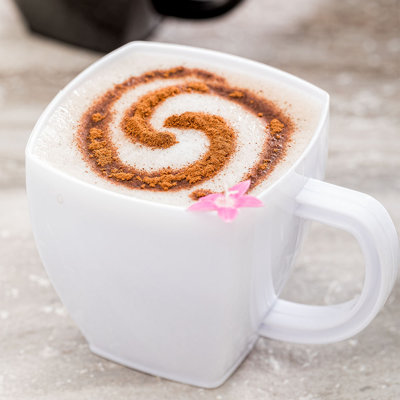 Articles de restaurant - 5 tasses à espresso carrées, 100 tasses à café en plastique jetables - plastique PS, avec poignées, tasse à dessert blanche, pour les événements de restauration, les fêtes, les mariages et les cafés
