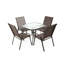 Tables de patio robustes, plateau en verre de 35 po en acier, salle à manger d'extérieur moderne