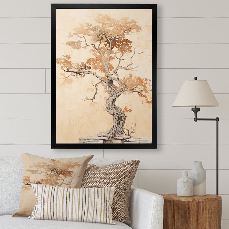Minimalisme, séquoia beige II, reproduction d'art sur toile, H 32 po x l 16 po x P 1 po, Cadre simple noir
