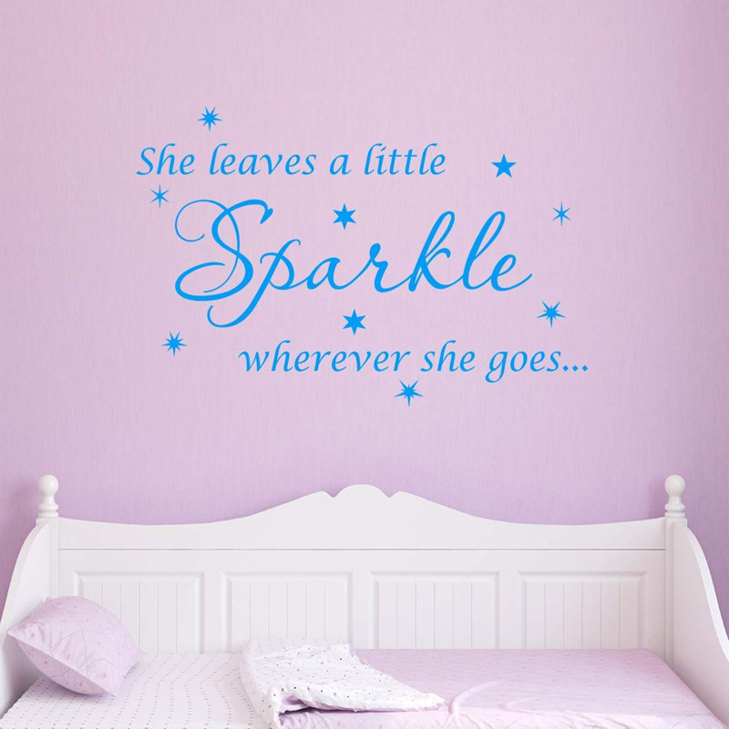 Adhésif décoratif Ashwin She Leaves a Little Sparkle Partout où elle va, H 9 po x l 14 po, Bleu ciel