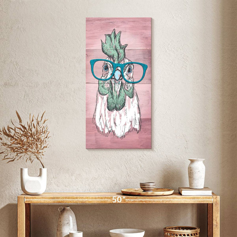 «Four Eyed Chicken» sur toile, H 36 po x l 18 po x P 1,25 po