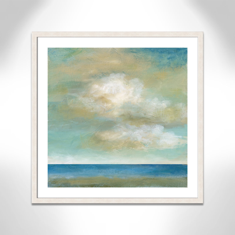 Cloudscape II - peinture encadrée, Texture grain de bois blanc, H 32,5 po x l 32,5 po x P 1,13 po
