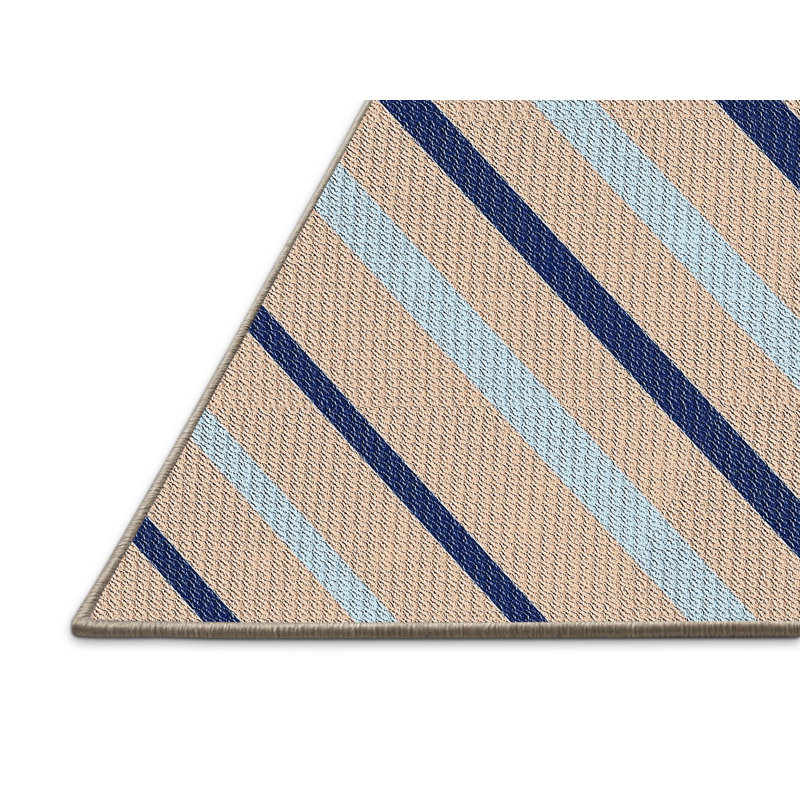 Tapis bleu/orange à motifs, Rectangle 2 pi x 5 pi