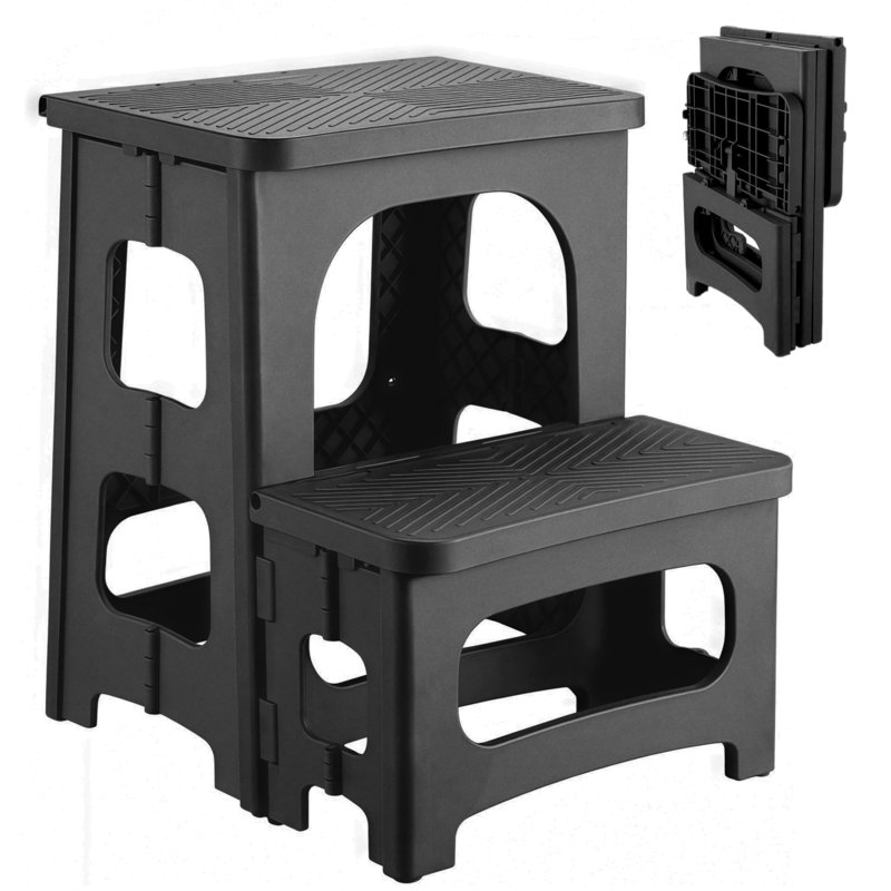 2 Step Stool Foldable, Non-Slip Steps
