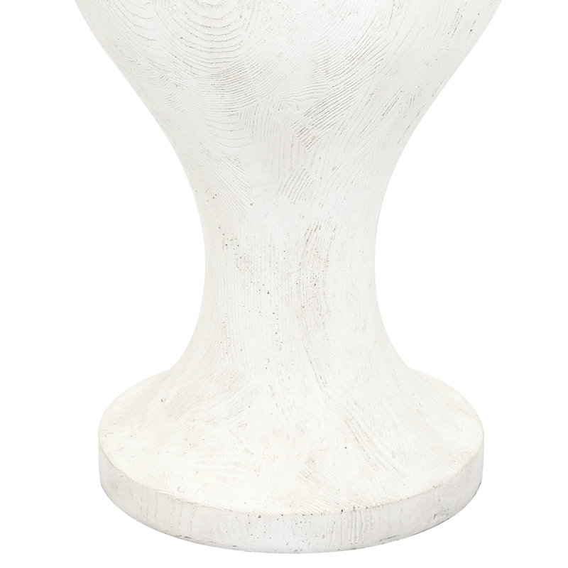 18" Round White and Brown Wood Urn Accent Table