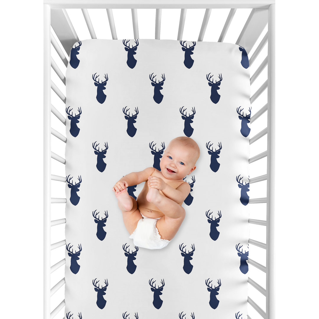 Stag Woodland Deer Fitted Crib Sheet Sweet Jojo Designs