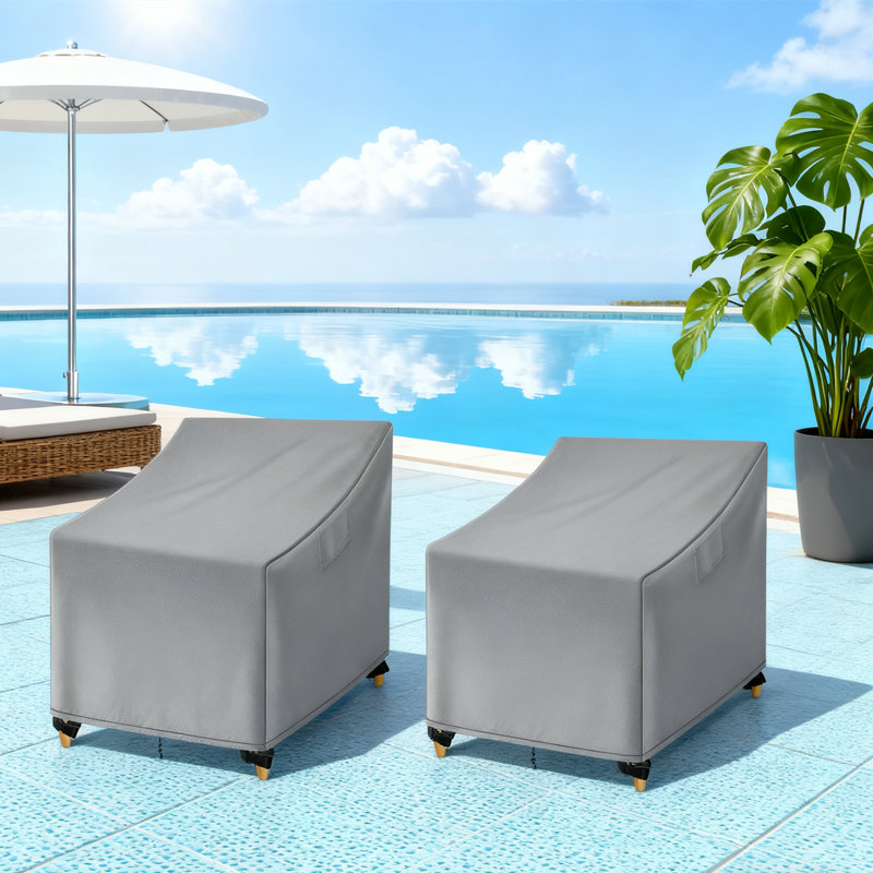 2 Pack Waterproof Outdoor Chair Covers 30X37x31 Inch, Heavy Duty Oxford Fabric Patio Furniture Covers With Windproof Straps & Air Vent For Lawn Garden Chairs