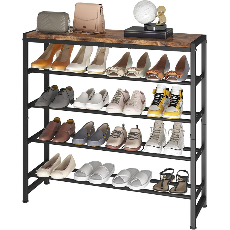 Étagère à chaussures à 5 niveaux avec plateau en MDF - étagère à chaussures pour 15 à 20 paires, support d'organisation robuste pour entrée (brun rustique)