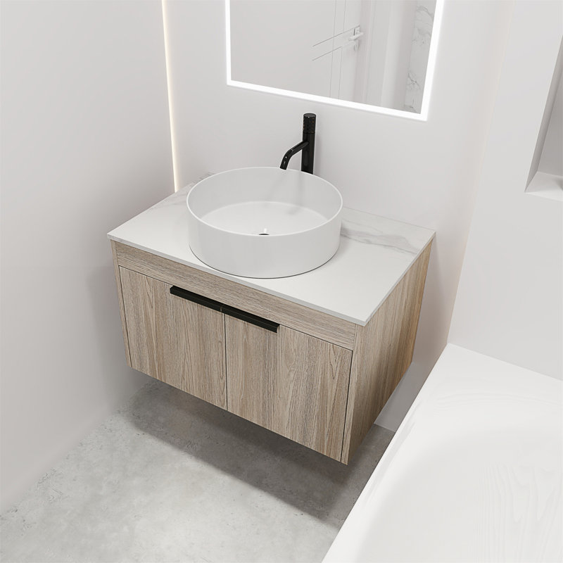 Ensemble de meuble-lavabo mural 30 po avec lavabo en céramique 30 po