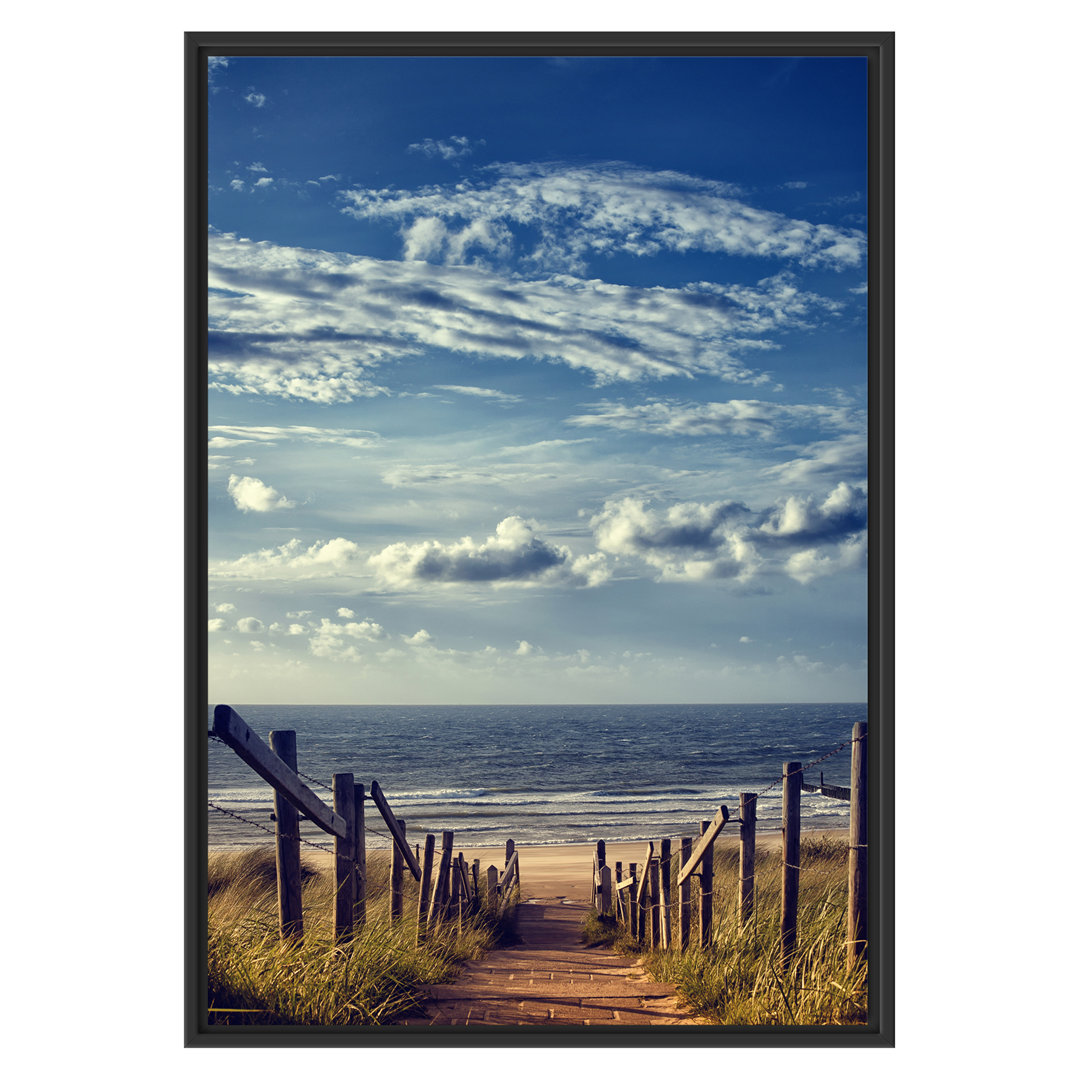 Gerahmtes Wandbild Weg zum Strand am Meer