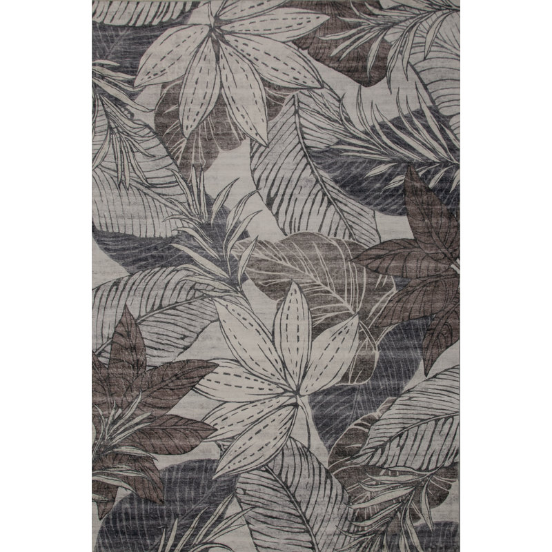 Rug Branch Natura 8' x 11' (7'7" x 10'10") Brown/Grey Botanical Leaf Indoor Area Rug, Comtemporary, Medium Pile, Stain-Resistant Carpet - Living Room, Bedroom, Dining Room, and Kitchen