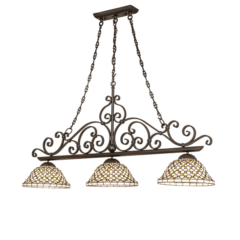 60" Long Diamond & Jewel 3 Light Island Pendant