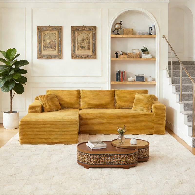 Canapé modulaire en L, Jaune
