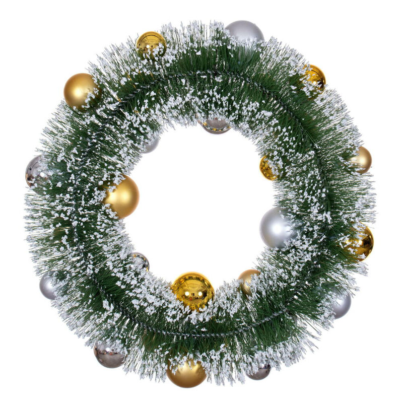  Boules de couronne givrées 18 po., H 5 po x l 18 po x P 18 po, Vert, Argent / or