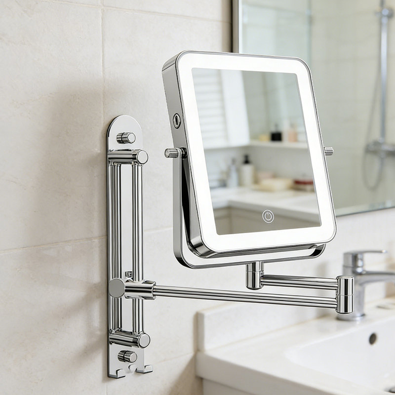 East Urban Home Wall Mounted Lighted Makeup Mirror With Magnification ...