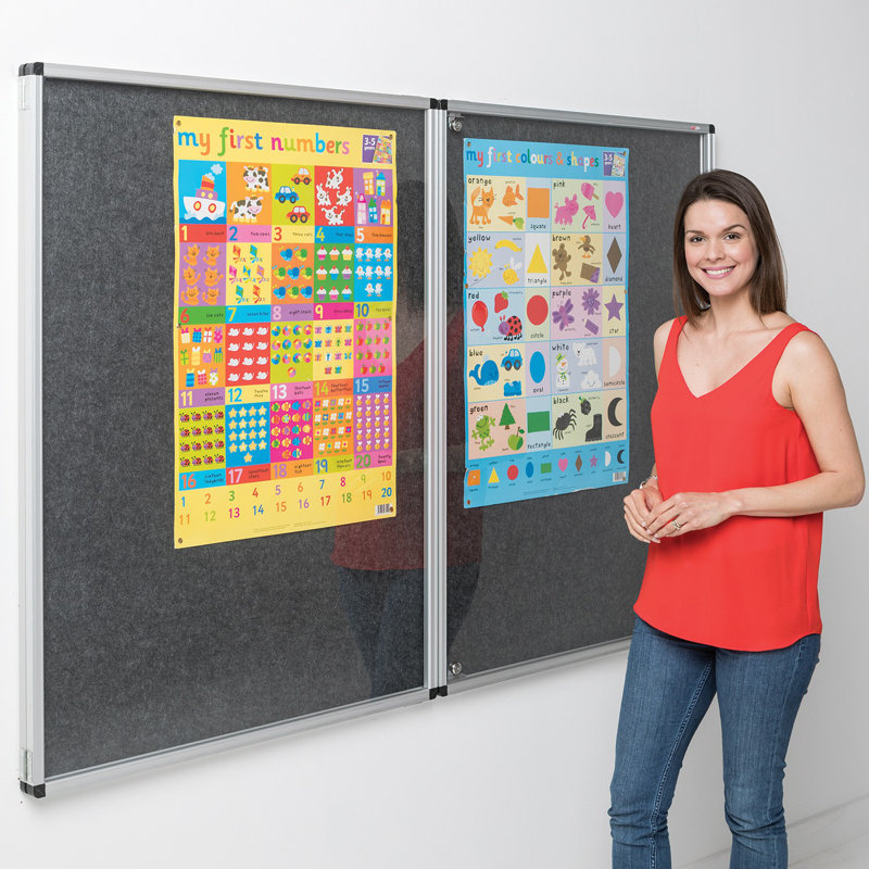 Wall Mounted Bulletin Board, Charcoal, 120cm H x 240cm W