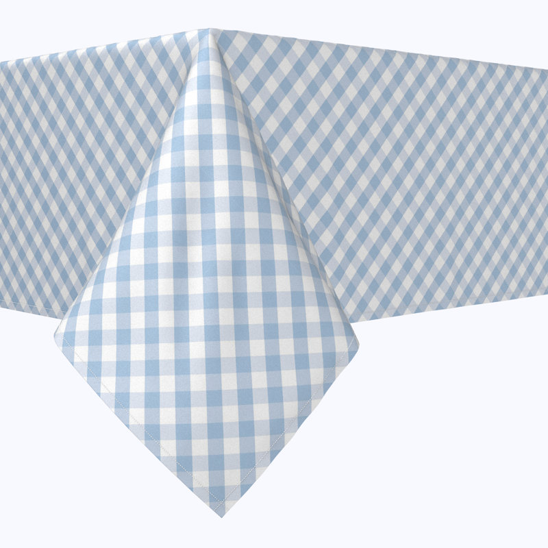 Rectangular Tablecloth, 100% Cotton, 52X104", Pastel Blue Cross Weave Gingham, 52" x 52"