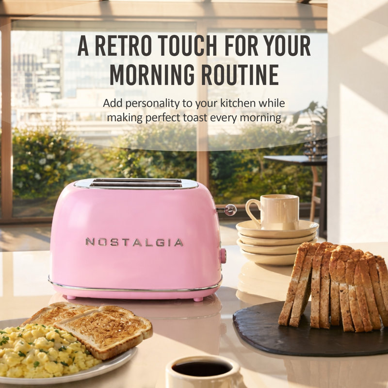 Grille-pain 2 tranches Classic Retro, rose, Rose