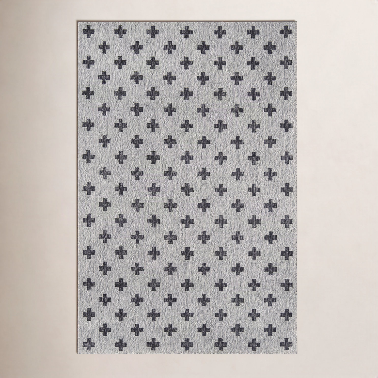 Umbria Striped Geometric Outdoor Rug, Gray/Black, Rectangle 2' x 3'