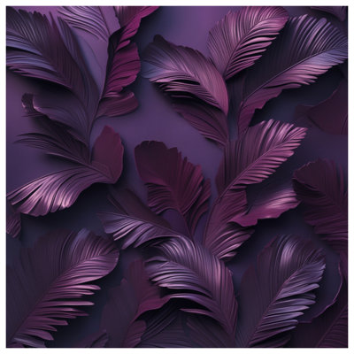 Rideau de douche mauve à feuilles de palmier très long