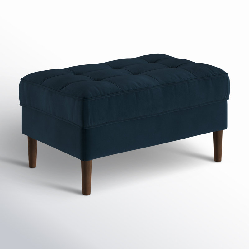 Geo 31.5" Velvet Tufted Rectangle Cocktail Ottoman, Bella Ink Performance Velvet