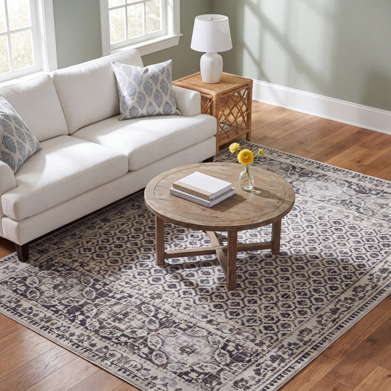 Chander Oriental Charcoal/Ivory Area Rug, Rectangle 7'10" x 10'