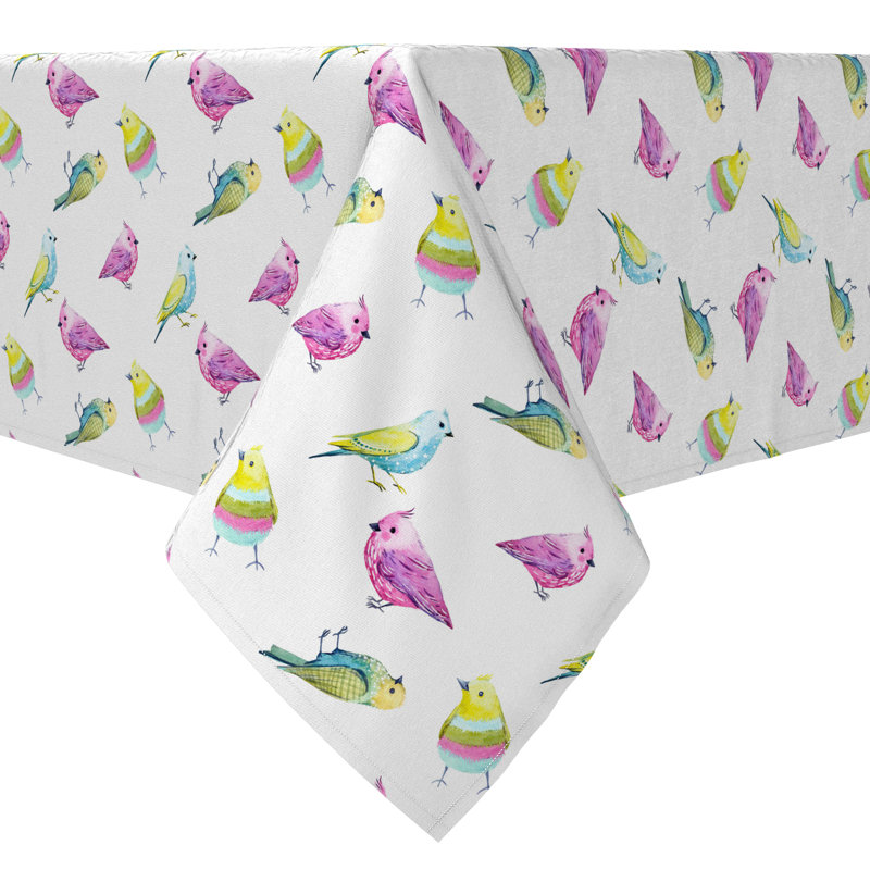 Square Tablecloth, 100% Cotton, 60X60", Rainbow Birds