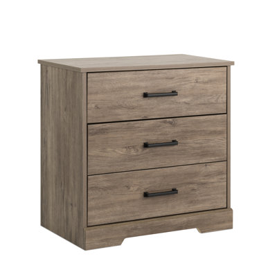 Table de chevet à 3 tiroirs, table de bout à 3 tiroirs Yazeed, rangement pour chambre à coucher, bureau, salon, l 16,5 po x l 27,5 po x H 26,75 po, gris
