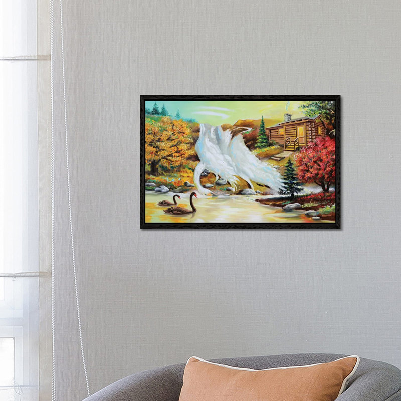 Three Swans by D. "Rusty" Rust - Gallery-Wrapped Canvas Giclée on Canvas, Black Framed, 66.04 cm H x 45.72 cm W