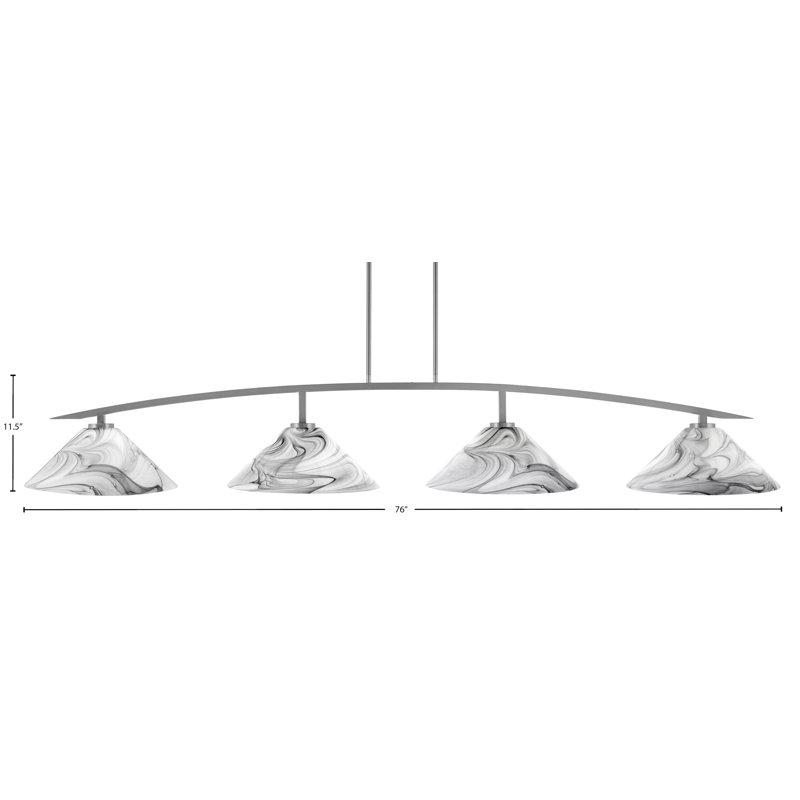 Barre d'éclairage 4 lumières kurve au fini graphite avec verre tourbillon de 16 po, Noir / blanc