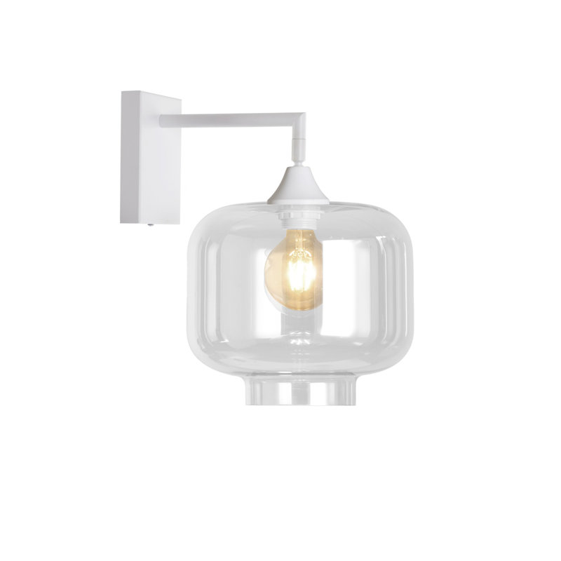 Bocana Armed Sconce, White, Clear