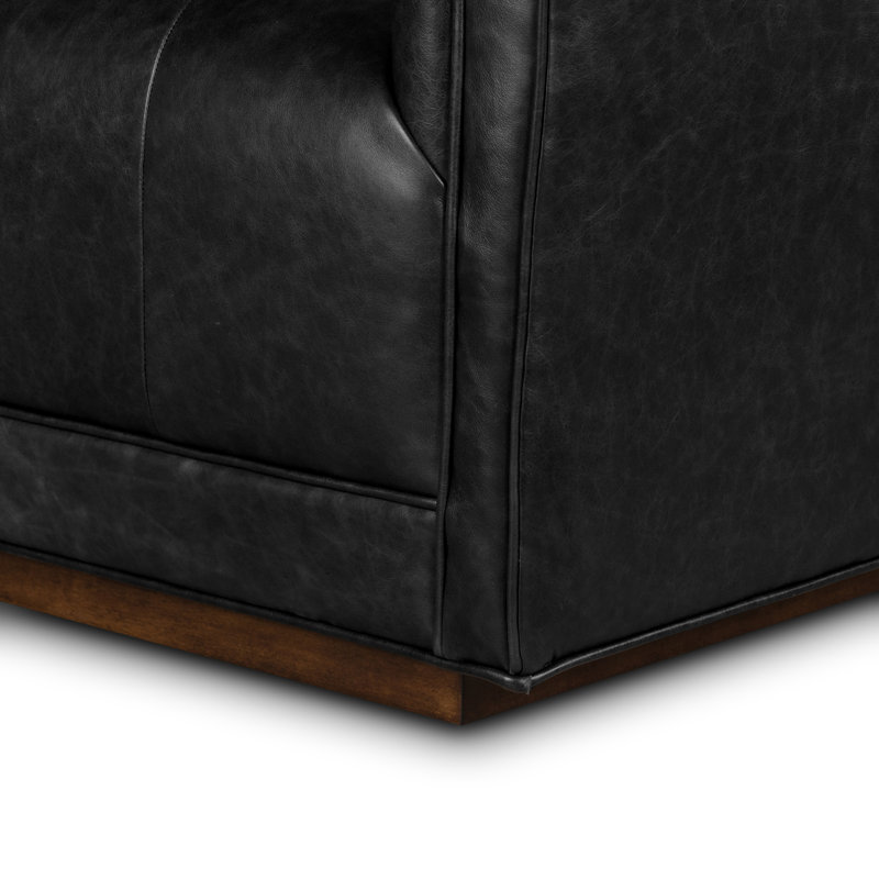 Kiera Swivel Chair, Sonoma Black Genuine Leather