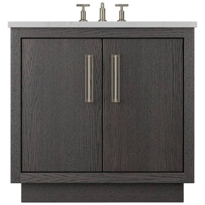 Avalon Single Bath Vanity, 30", Satin Nickel, Gray Weathered