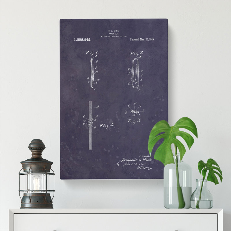 Paper Clip Dark - Wrapped Canvas, 60cm H x 40cm W x 3cm D