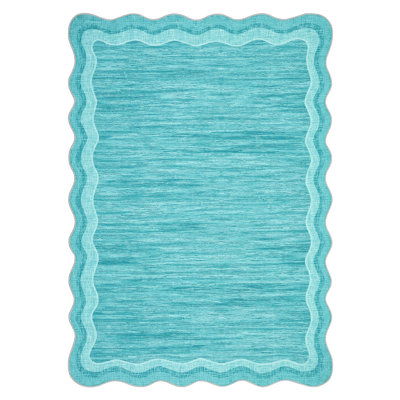 Bordered Design Machine Washable Rug with Rubber Backing for Living Room Modern Non-Slip Dining Room Rug Easy-Cleaning Floor Carpet for Bedroom