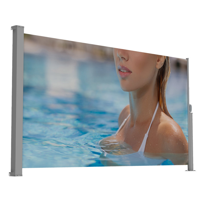 71"x138" Retractable Side Awning, Semi-transparent with UV printing,UPF50+, Ideal for blocking dust,sunshine and wind, Creating private space for garden,balcony and swimming pool.