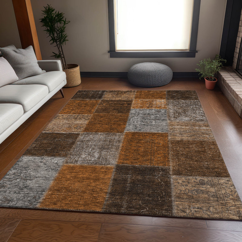 Tapis paprika de qualité supérieure lavable à la machine Prisco, Rectangle 10 pi x 14 pi