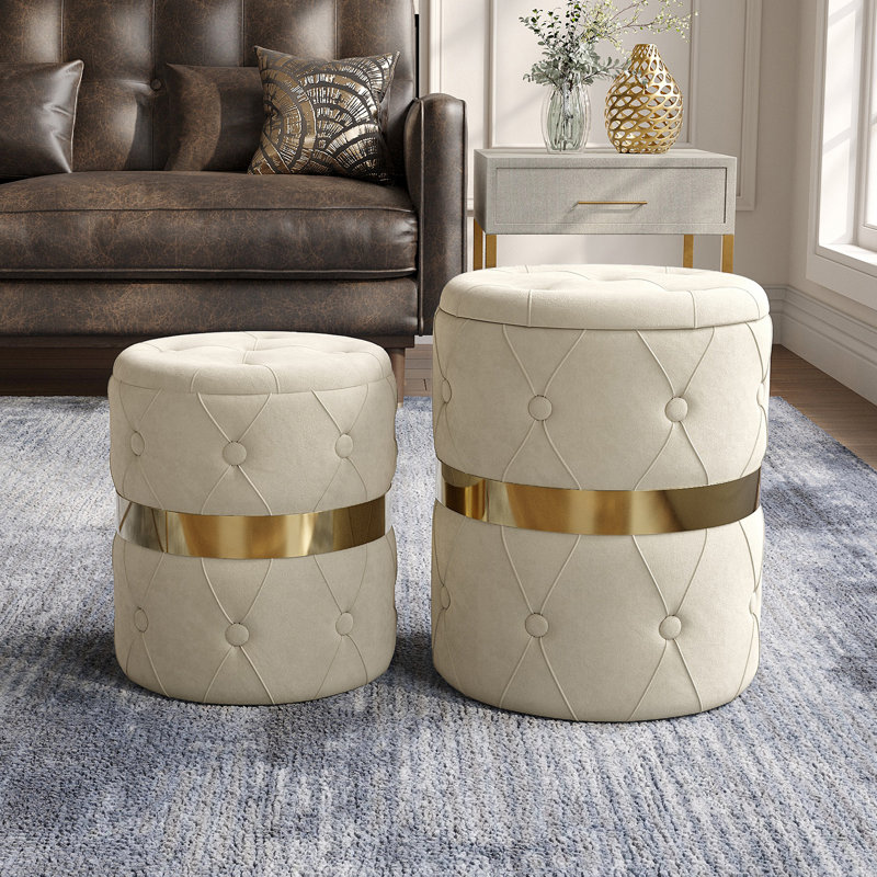 Barden Upholstered Ottoman, White