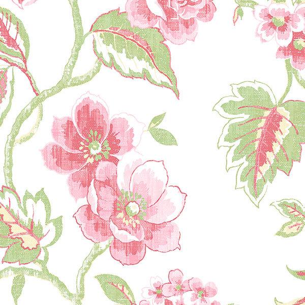 Papier peint 32,7 pi x 20,5 po Menas, Rouge / rose / vert