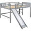 Lit mezzanine bas gris avec glissade, rendant la chambre à coucher plus agréable à glisser-398235264-398235270
