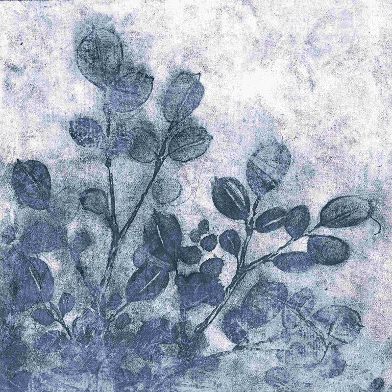 " Navy Florals Deckle Edge ", 12" H x 12" W  