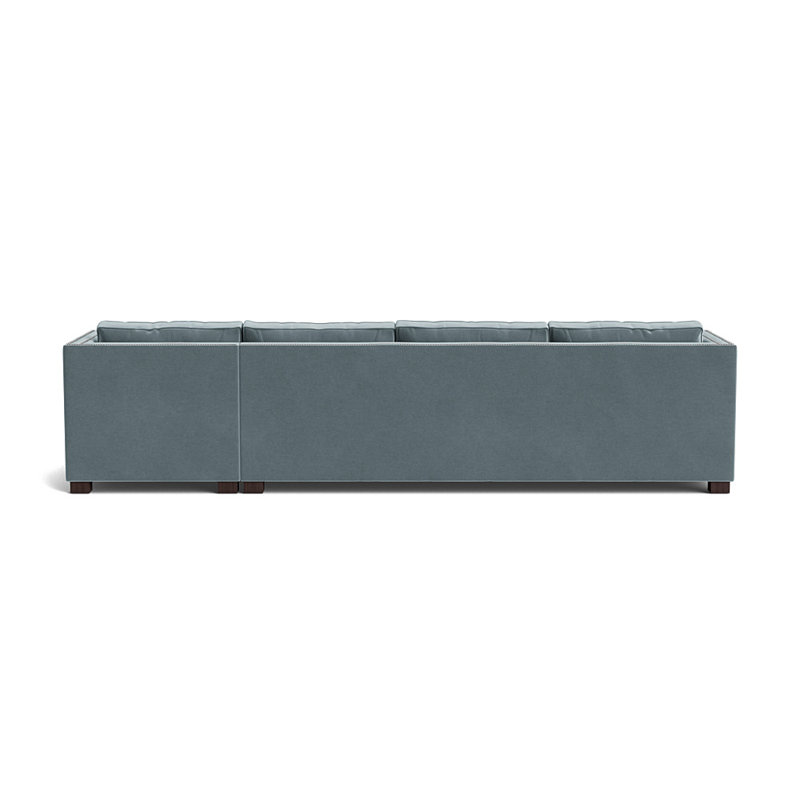 Keaton Shelter Arm with Nails Right Chaise Sectional, Brushed Nickel, Performance Velvet - Harbor, Java