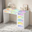 Bureau de meuble-lavabo avec lumières RVB couleur 7 tiroirs ovales en verre avec poignées en cristal Type C et chargeur USB pour la chambre à coucher