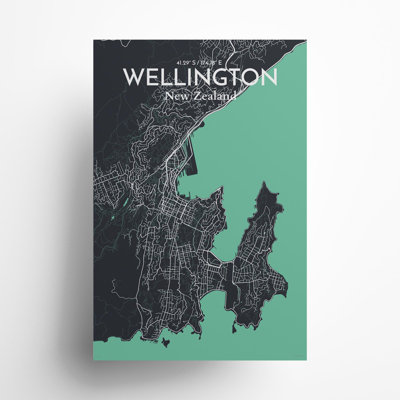 Wellington, carte de la ville, impression