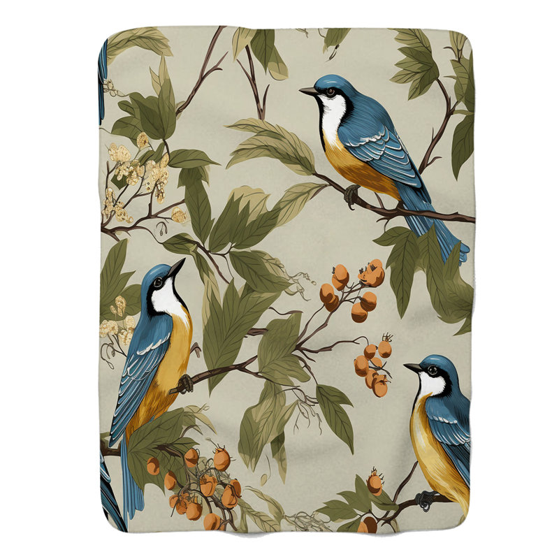 Blossom Birds - 1 pièce Sherpa Premium, Lit simple