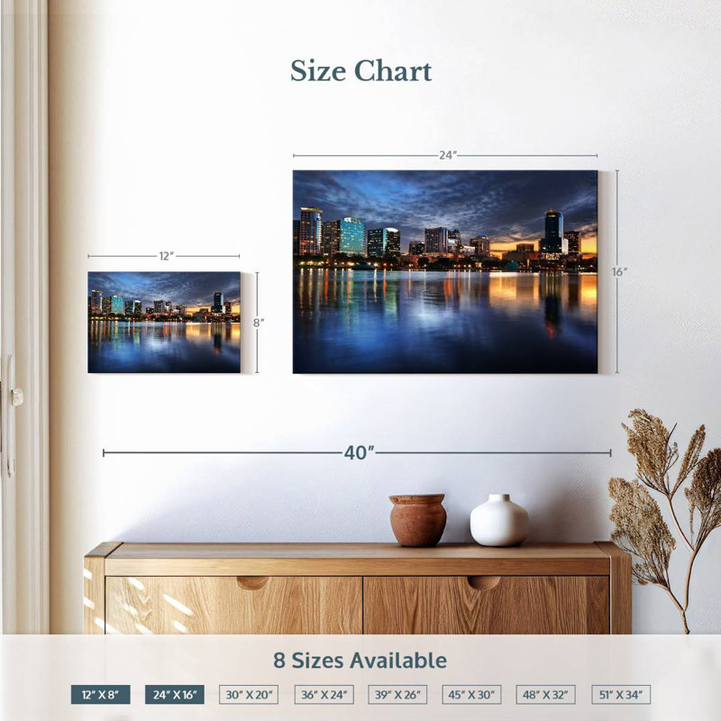 Harpa Orlando Night Skyline, 16" H x 24" W