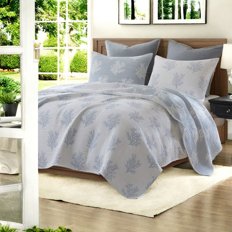 Cotton Blend Floral Quilt Set