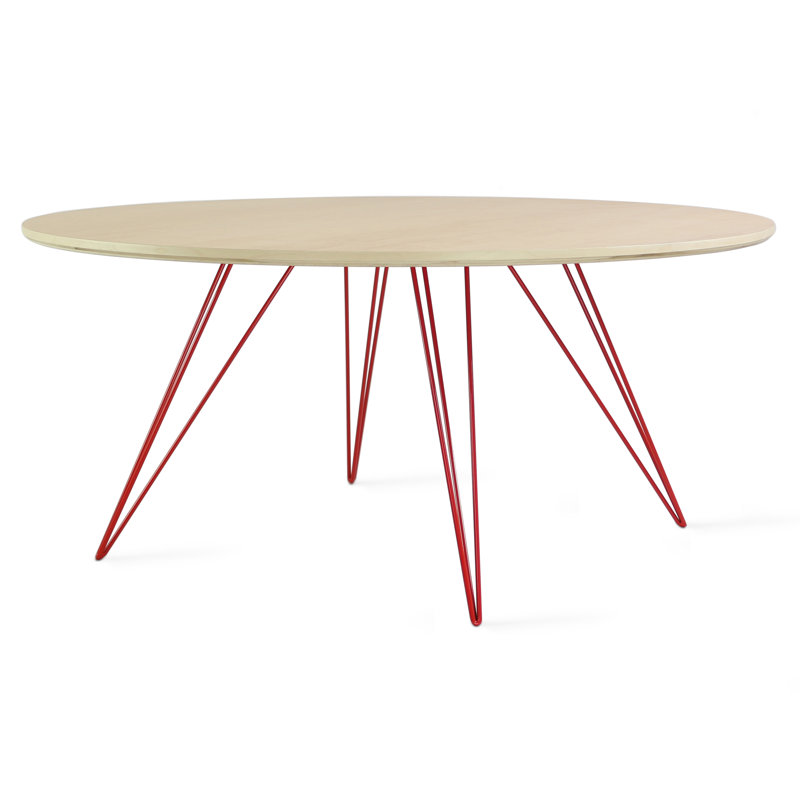 Williams Single Coffee Table, Red, 18" H x 40" L x 40" W, Maple