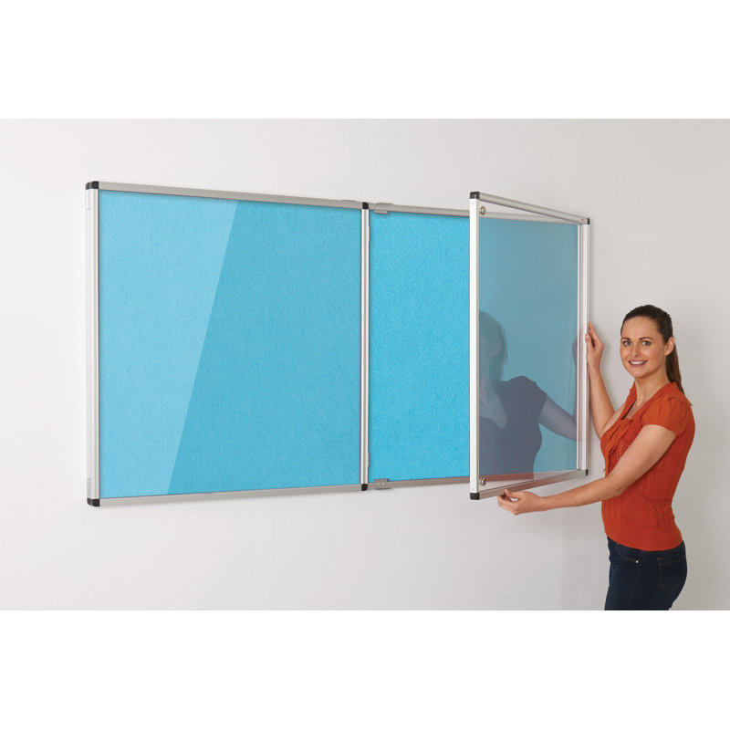 Wall Mounted Bulletin Board, Cyan, 90 cm H x 60 cm W x 3.2 cm D